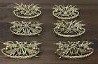 Set Of 6 Antique Ornate Cast Brass Drop Handle Drawer Pulls