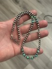 Sterling Silver Native American Sw 5mm Turquoise Navajo Pearl Necklace  925