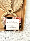 4 Nicole Miller Easter Jute Bunny Ears Beaded Floral Napkin Ring Set Shabby Chic