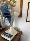 Vintage Galaxy Lasko  12    Oscillating Fan Translucent Blue 3-speed Works Great