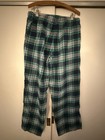 Men   s Lands  End L Regular Flannel Cotton Plaid Drawstring Pajama Pants