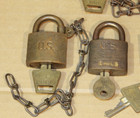 6 Vintage Us Military Brass Padlocks With Keys
