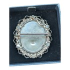 Antique Mario Moretti Silver 800 Filigree Hand Painted Brooch Pendant Signed 