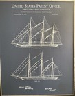 1870 Sailboat Sails And Rigging Patent Print Blueprint 24x30 Framed 2    Gray Wood