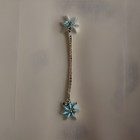 Vintage Southwestern Turquoise Look Star Bolo Tie Slide Tips Silver Tone