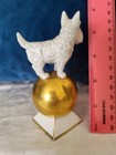 Vintage Carl Scheidig Porcelain Schnauzer Dog On Gold Ball Figurine