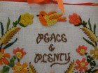 Vintage Peace   Plenty Needlepoint Embrodiery Framed Art 14  X 10 