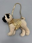 Poochie   Co Pug Dog Purse Gold Colored Zip Up Bag Stuffed Animal
