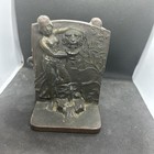 Art Nouveau Woman Water At Fountain Pair Bookend Metal Bronze Tone Antique