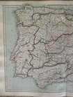 1872 Spain   Portugal Hand Coloured Original Antique Map By W g  Blackie