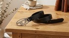 Unisex Black Leather Belt With D-style Metal Buckle     Stylish For Jeans