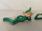Pair Of Vintage Green Ceramic Porcelain Elf Pixie Figurines Japan   1 Repaired