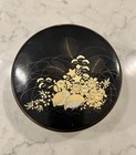Vintage Otagiri Japan Black Lacquerware Coaster Set Of 6 Gold Trim Detail
