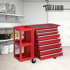 New 7-drawer Rolling Tool Chest Tool Cabinet Storage Box With Side Shelves Red