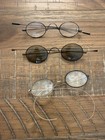 Lot Of 3 Antique Vintage Wire Rim Eyeglasses Spectacles Round Oval Cable Temple