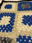 Crochet Granny Square Blue  Afghan Throw Blanket 42   x36   