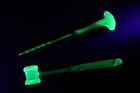 Handcrafted Uranium Glass Lobotomy Set     Glows Neon Green Under Uv