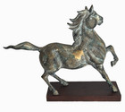 Vtg Bronze Equestrian Statue The Horse Wooden Base Hong Kong Ff2