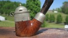 Vintage Bent Sitter With Wind Cap Smoking Estate Pipe 5 5  L
