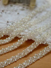 1 Yard Pearl Bead Lace Trim Sew On Applique Diy Crafts Wedding Decor Accessories