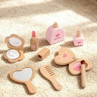 Wooden Makeup Toy Set Toddler Pretend Play Beauty Vanity Cosmetic Kit Girls Gift