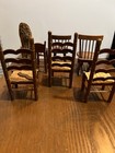Vintage Wooden Dollhouse Assorted Chairs Miniature Furniture Lot Of 7