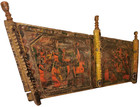 Rare Late 19th C Sicilian Folk Art Handcarved painted Wdn Donkey Cart Side Panel