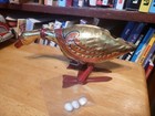 Very Nice Vintage 1920 s Marx Tin Litho Wind Up Golden Gobbling Goose With Eggs