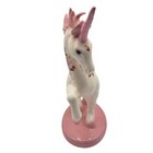Rare Vintage Large Ceramic Unicorn Figurine Pink White Beautiful Floral Detail