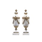 Pair Of Antique French Ormolu Mounted White Marble Vases  Circa 1900