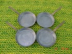 Vintage Antique Set Of 4 Mini Copper Tin Brass Sauce Pans Skillets Marked Pv
