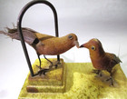 Rare Antique Vintage Souvenir Winneway Cabins Quebec Canada velvet Birds On Base