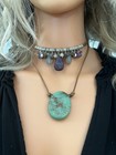 Barse Turquoise Leather Cord 925 Necklace - Plus - Bonus Choker With Amethyst