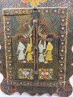 Vintage Qajar Persian Hand Painted Wood Mirror Wall Double Door 20    X 9 5   