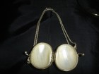 Antique Miniature Sterling Silver   Green   White Shell Doll Purse