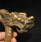 Asian Collection Antique Old Brass Cane Chinese Fengshui Bronze Dragon Cane Head