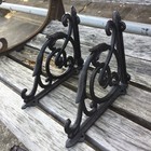 Rustic Cast Iron Shelf Brackets - Antique Style Garden Braces  Black Decor