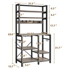 Kitchen Bakers Rack With Power Outlet Microwave Stand Rustic Coffee Bar Station