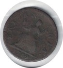 Great Britain 1749 Farthing Coin Error Reverse Upside Down