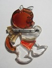 Vintage 1940 s Lucite Acrylic Non-movable Googly Eye Cat 3 1 8  Tall Pin Brooch
