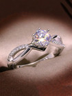 Women Solitaire Ring Jewelry Engagement Wedding Gift For Her Rhinestone Diamond 