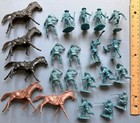 17 Vintage Marx Turquoise Plastic 54mm Fort Apache Frontier Cavalry Toy Figures