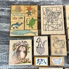 Lot Of Wood Mounted Rubber Stamps Animals Various Sizes Brands Some Vintage 