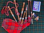 Great Scottish Highland Bagpipe Natural Finish Silver Mount With Accessories