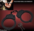 Black Steel Hand Cuffs Handcuffs Police Cuffs New Double Locking 2 Keys   Case 