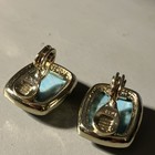 Vintage Monet Gold Tone   Faux Turquoise Clip On Earrings