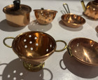 Vintage Copper And Brass Miniature  Cookware  Set Of 8