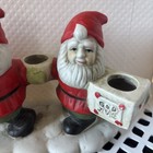 Vintage Danish Scandinavian Hand Painted Ceramic Santa nisse Candle Holder