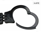 Security Handcuffs Metal Steel Hinged Double Lock Black