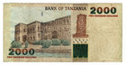 Tanzania 2000 Shillings 2003 nd  P-37 Lion  Zanzibar Fortress Shilingi Banknote